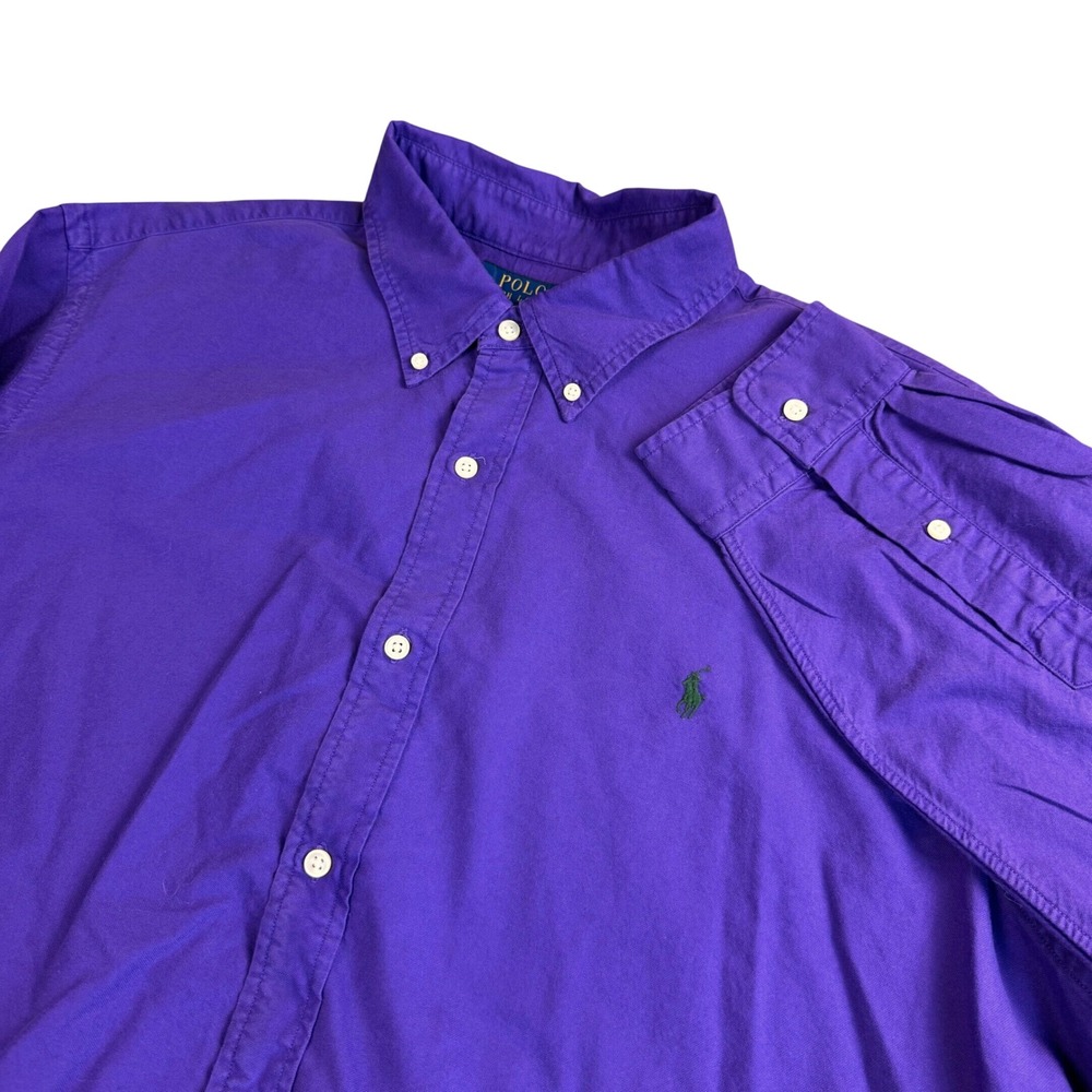 Polo Ralph Lauren Button Down Shirt Mens XXL Purple Classic Fit Long Sleeve Pony